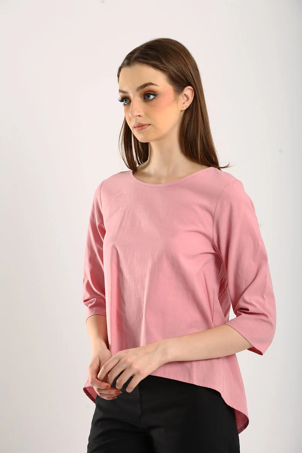 100% Cotton Relaxed Top in Dust Pink