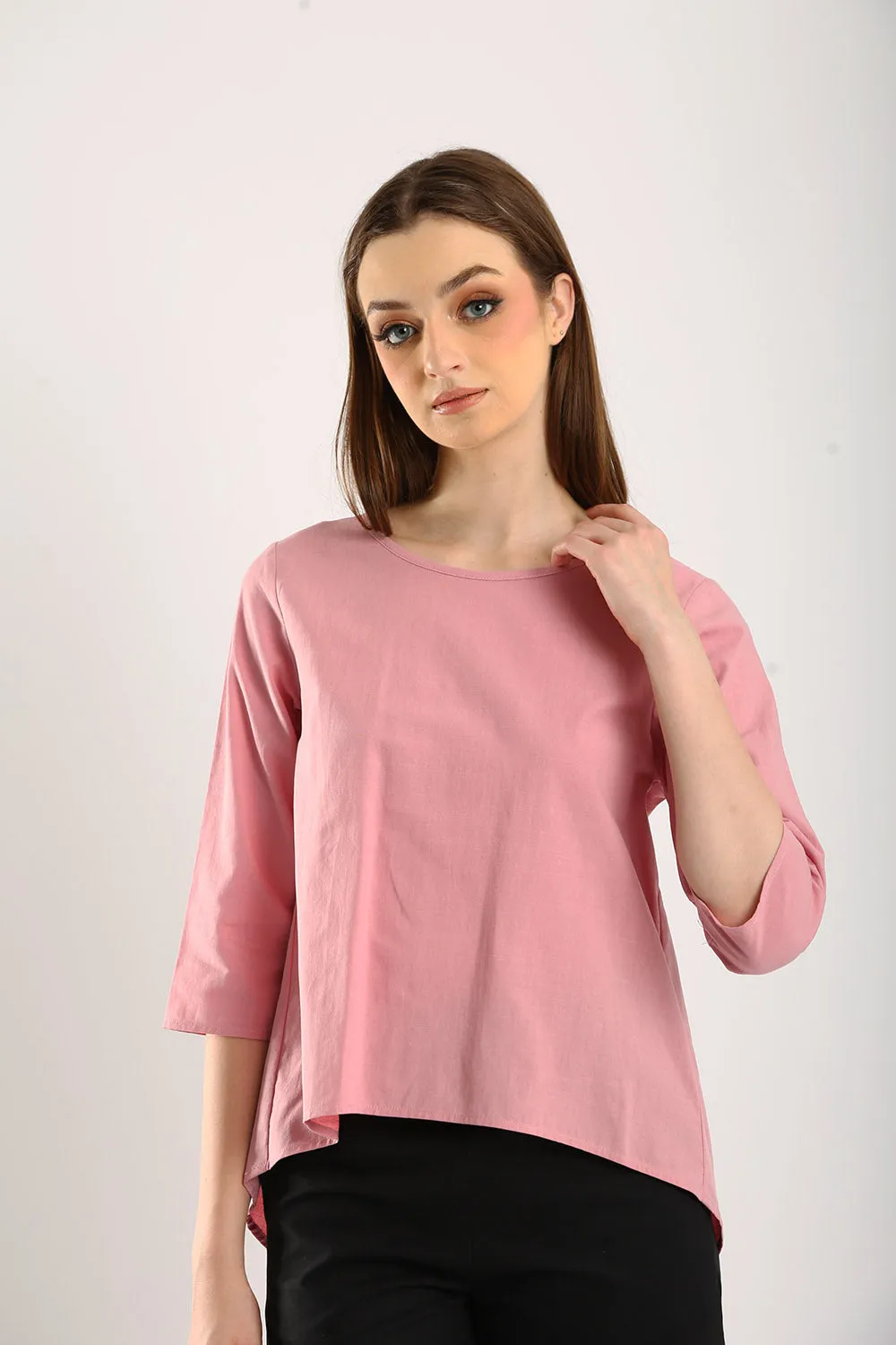 100% Cotton Relaxed Top in Dust Pink