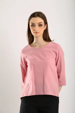100% Cotton Relaxed Top in Dust Pink