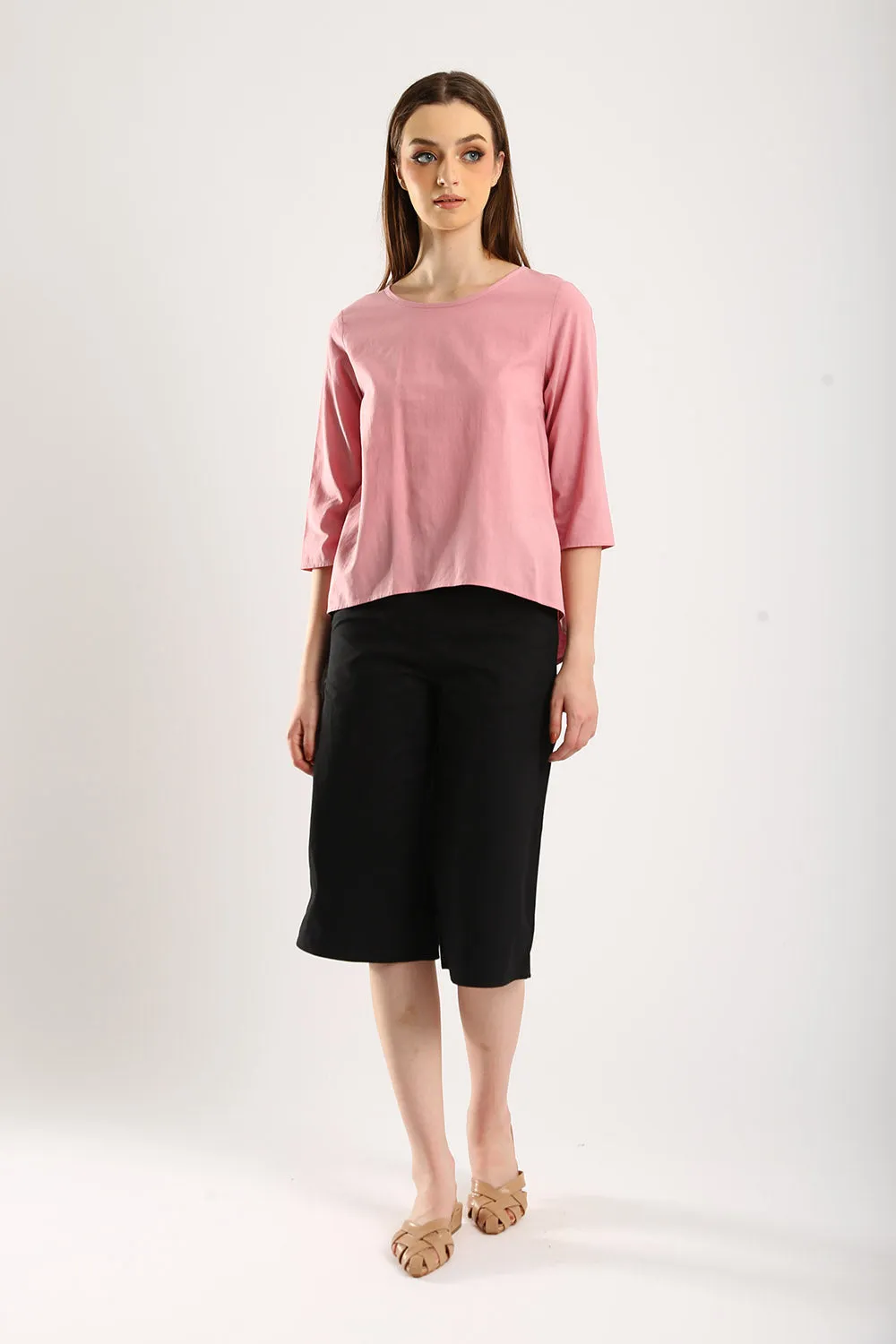 100% Cotton Relaxed Top in Dust Pink