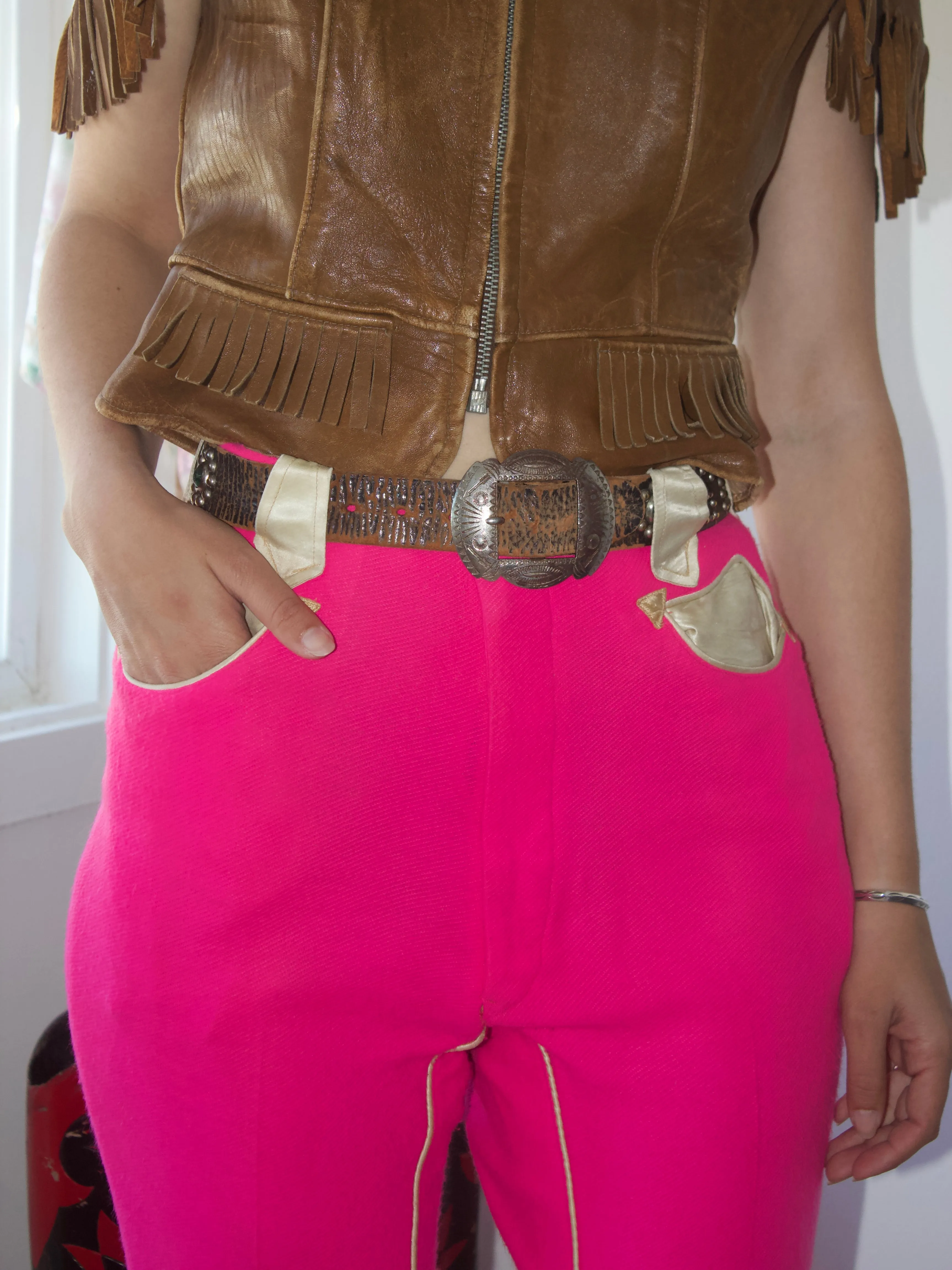 1950s Shocking Pink Panhandle Western Pants