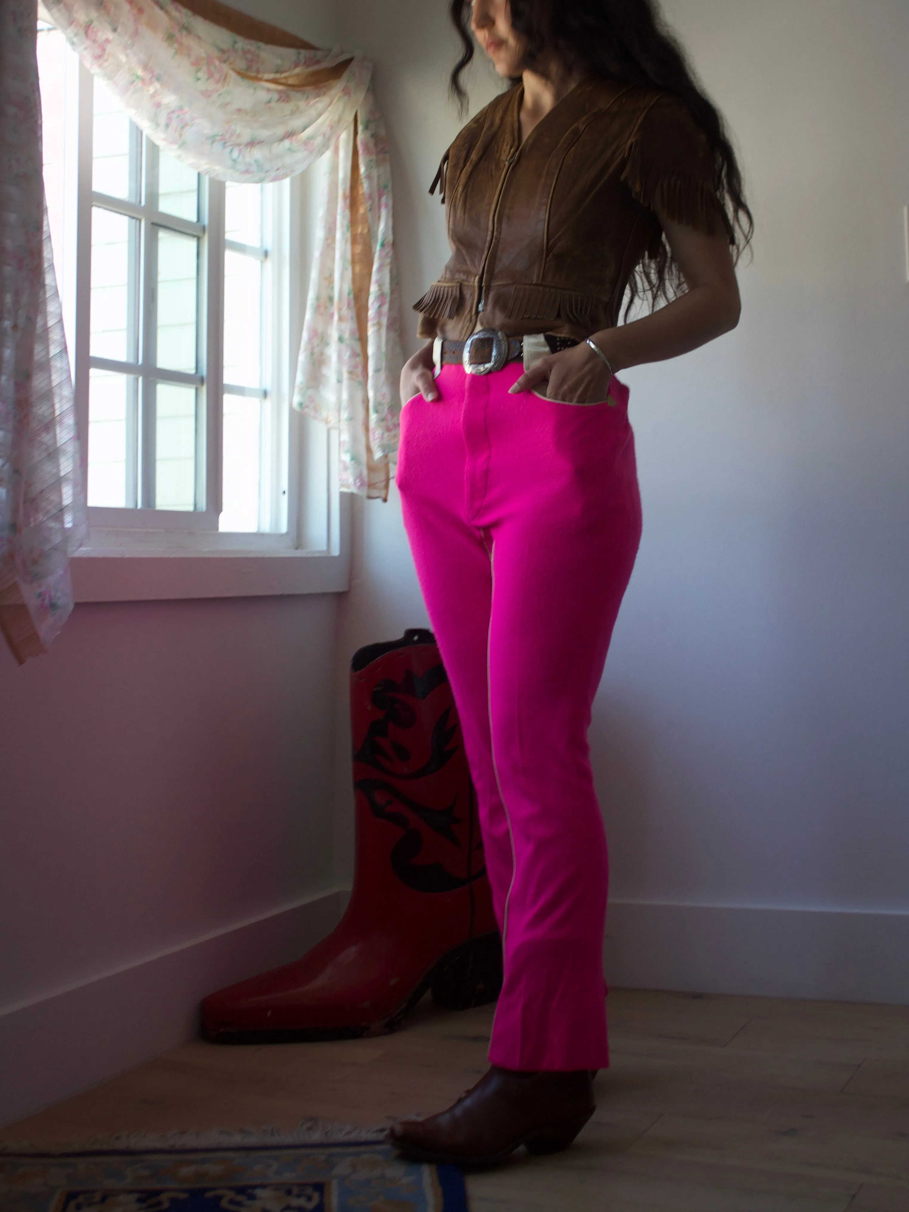 1950s Shocking Pink Panhandle Western Pants