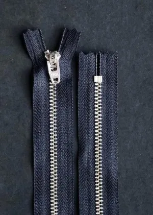 30cm.  YKK Nickel Closed End Zip. Dark Navy