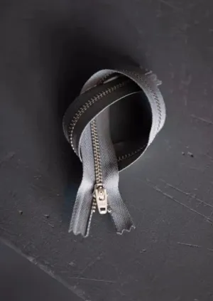 30cm.  YKK Nickel Closed End Zip. Grey