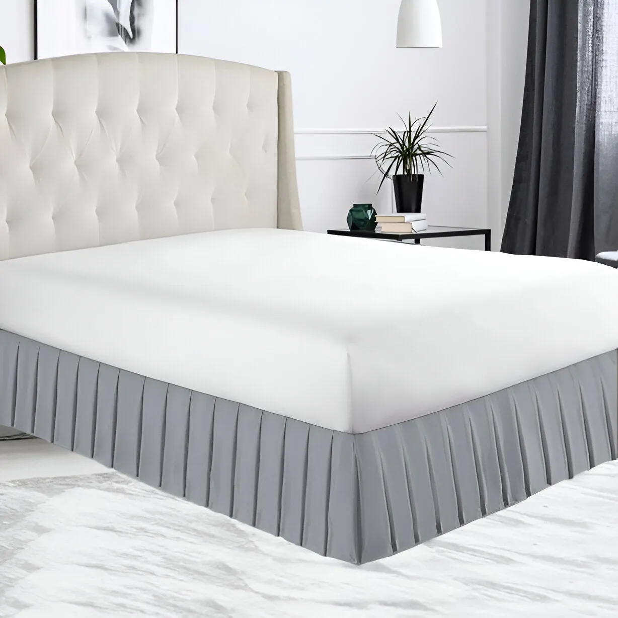 400TC Sateen Solid Cotton Pleated Bed Skirt