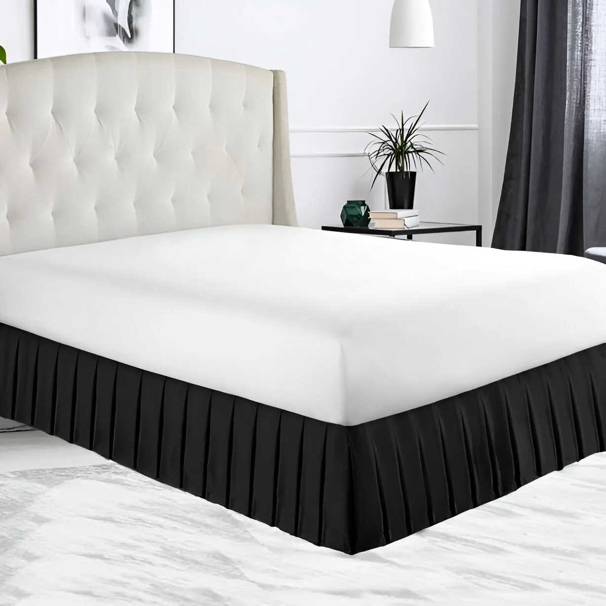400TC Sateen Solid Cotton Pleated Bed Skirt