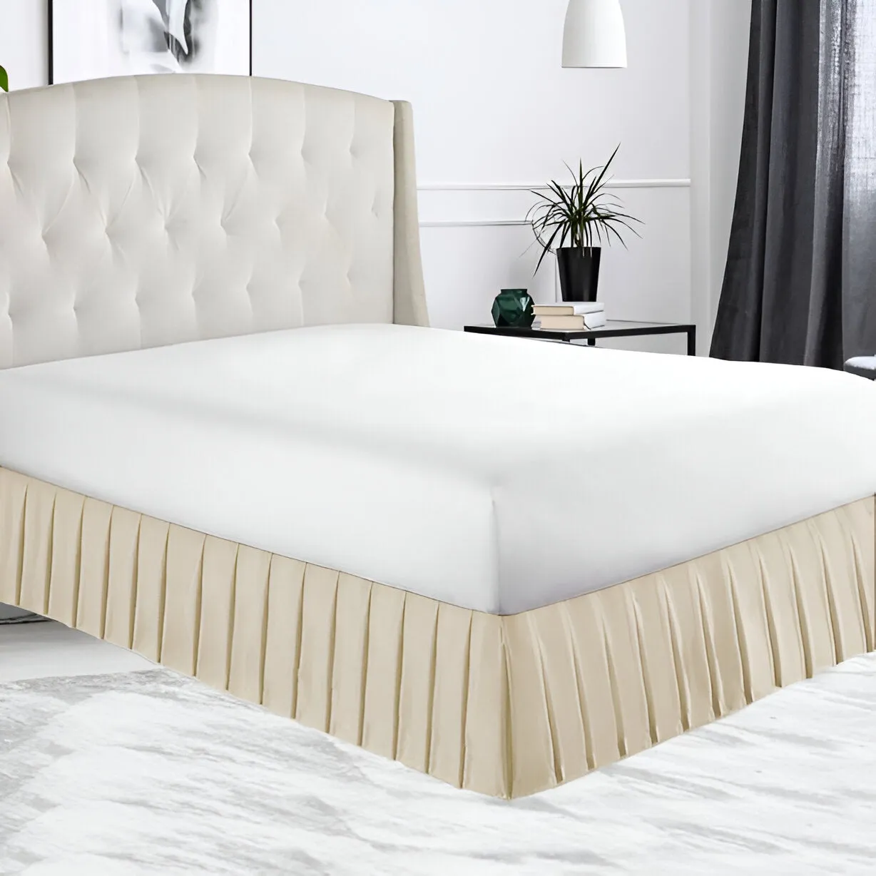 400TC Sateen Solid Cotton Pleated Bed Skirt