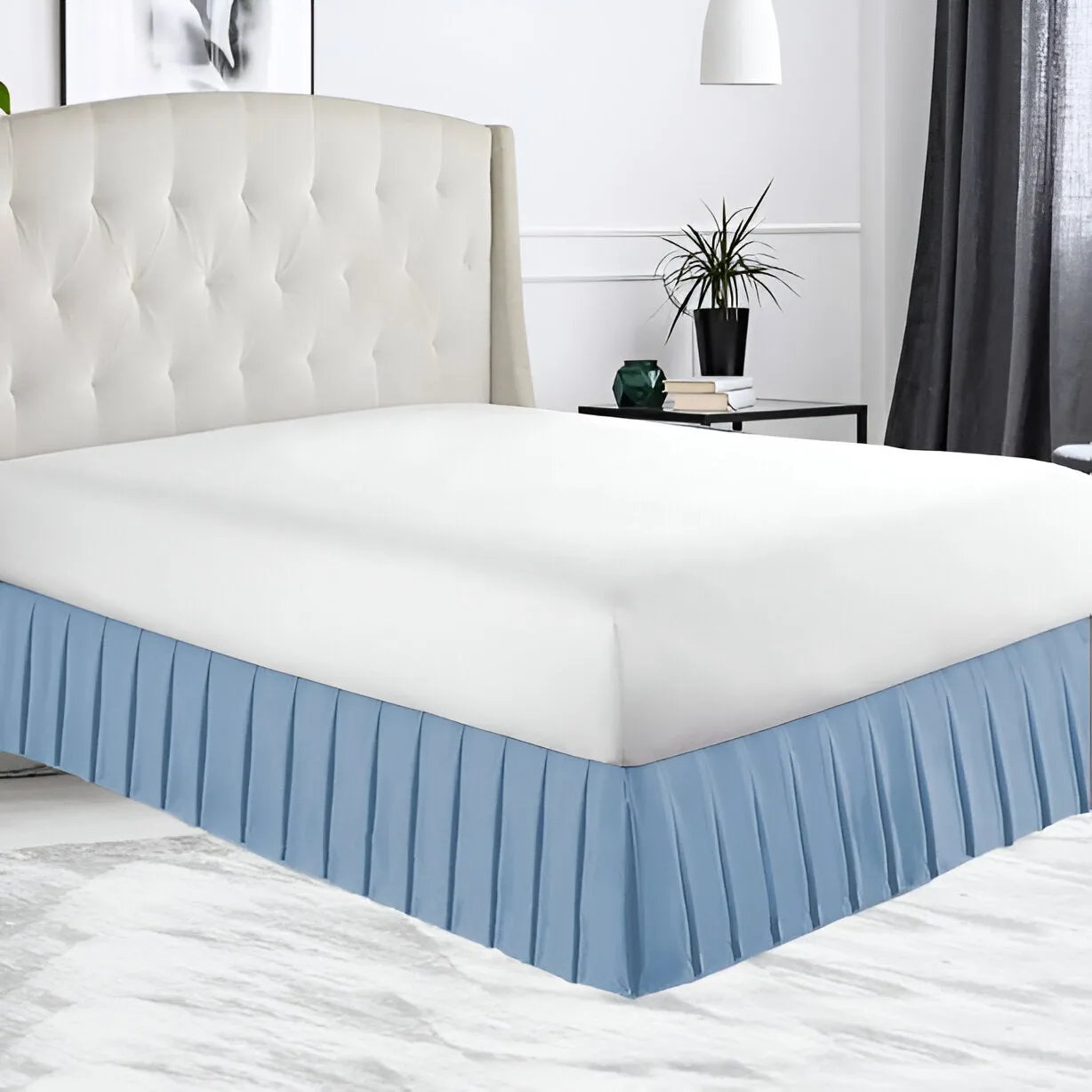 400TC Sateen Solid Cotton Pleated Bed Skirt
