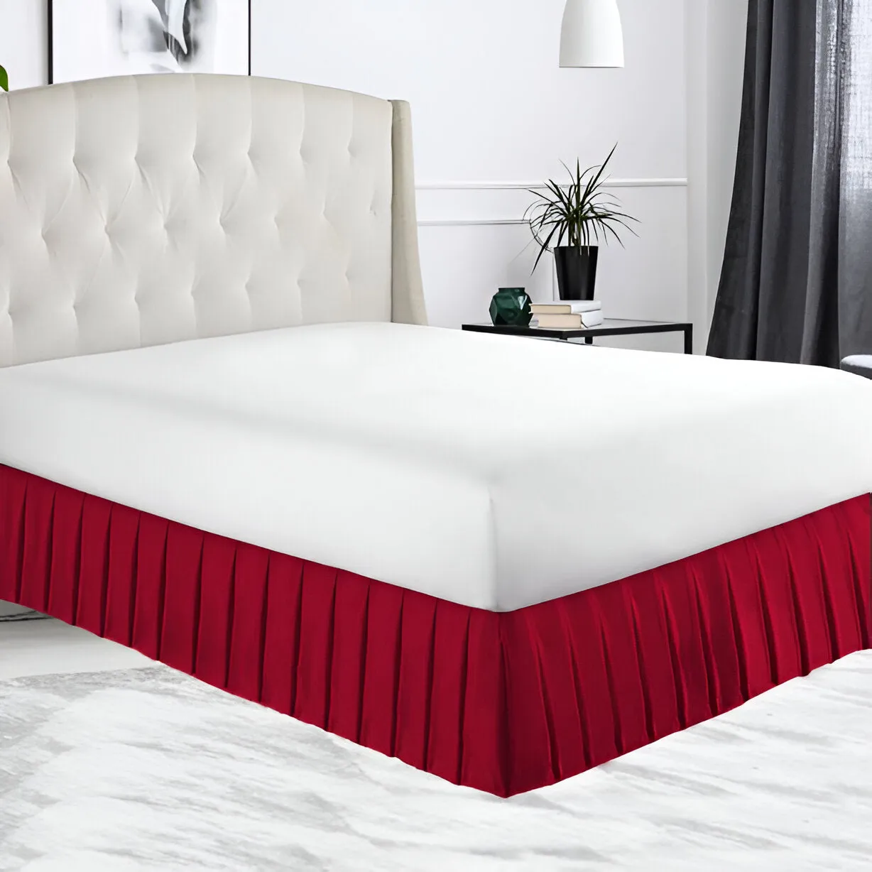 400TC Sateen Solid Cotton Pleated Bed Skirt
