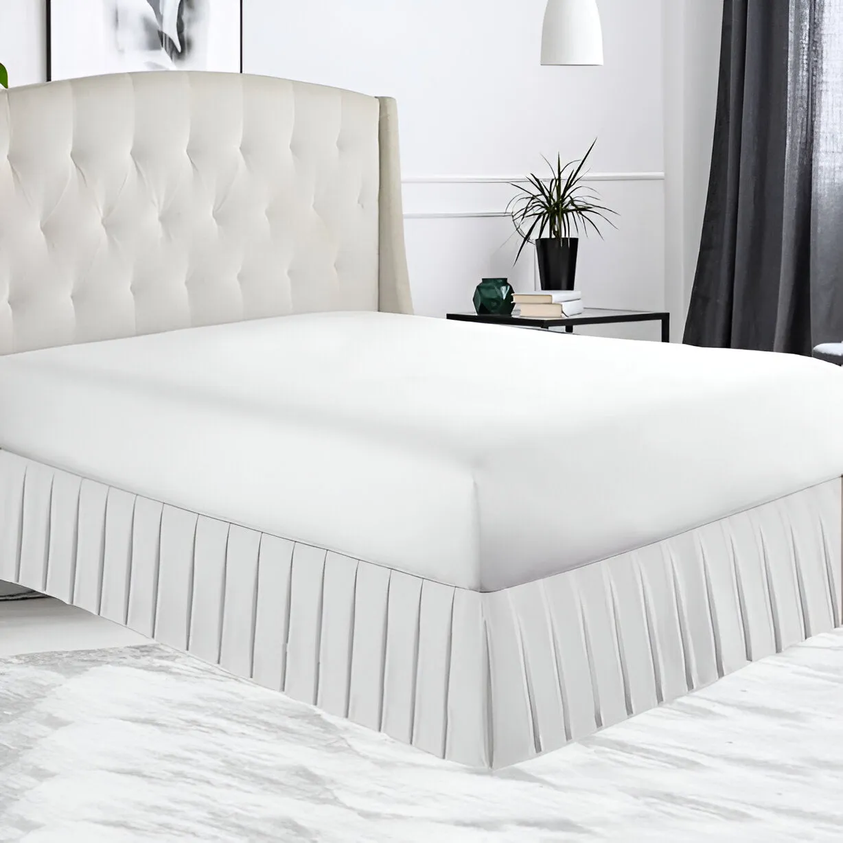 400TC Sateen Solid Cotton Pleated Bed Skirt