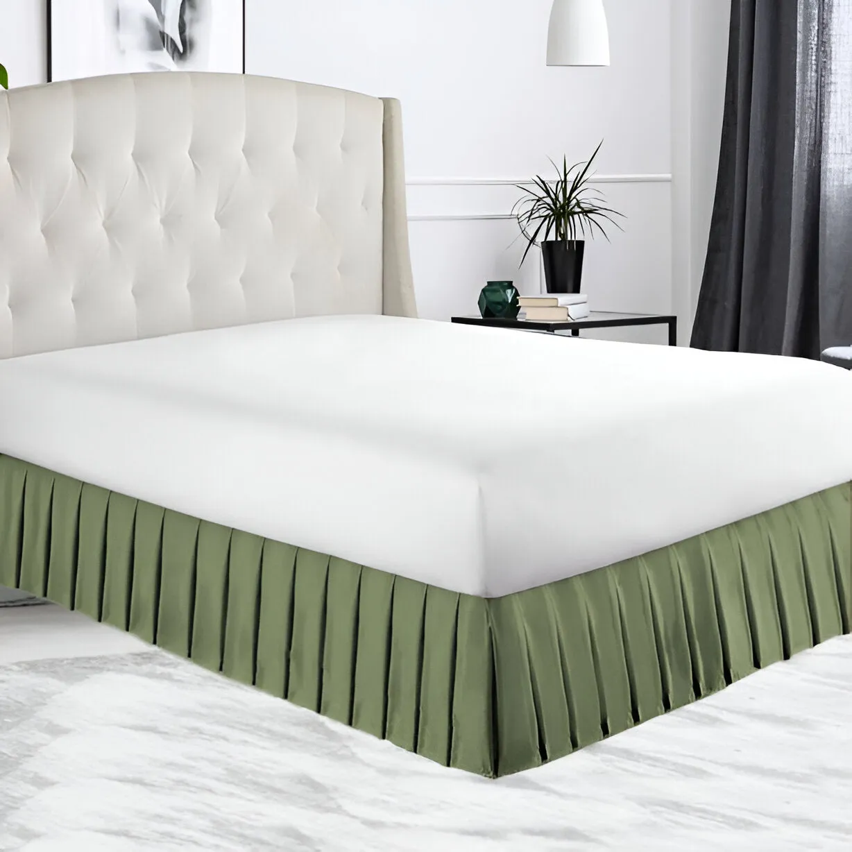 400TC Sateen Solid Cotton Pleated Bed Skirt