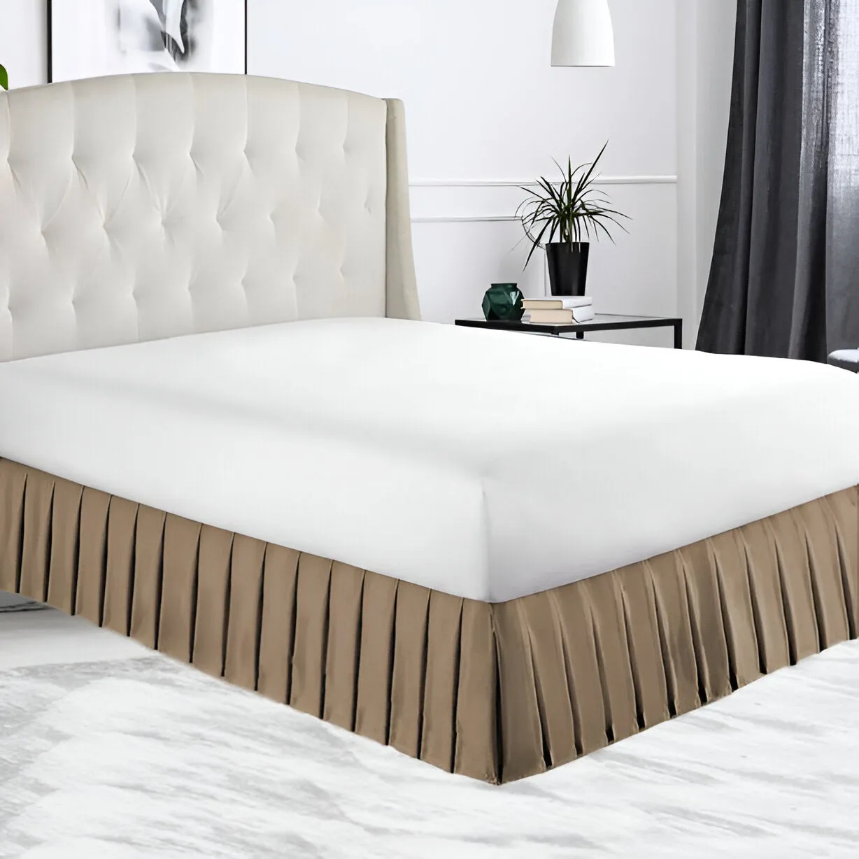 400TC Sateen Solid Cotton Pleated Bed Skirt
