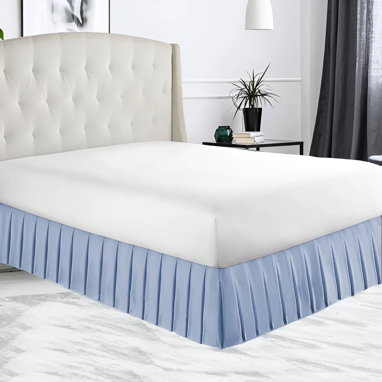 400TC Sateen Solid Cotton Pleated Bed Skirt