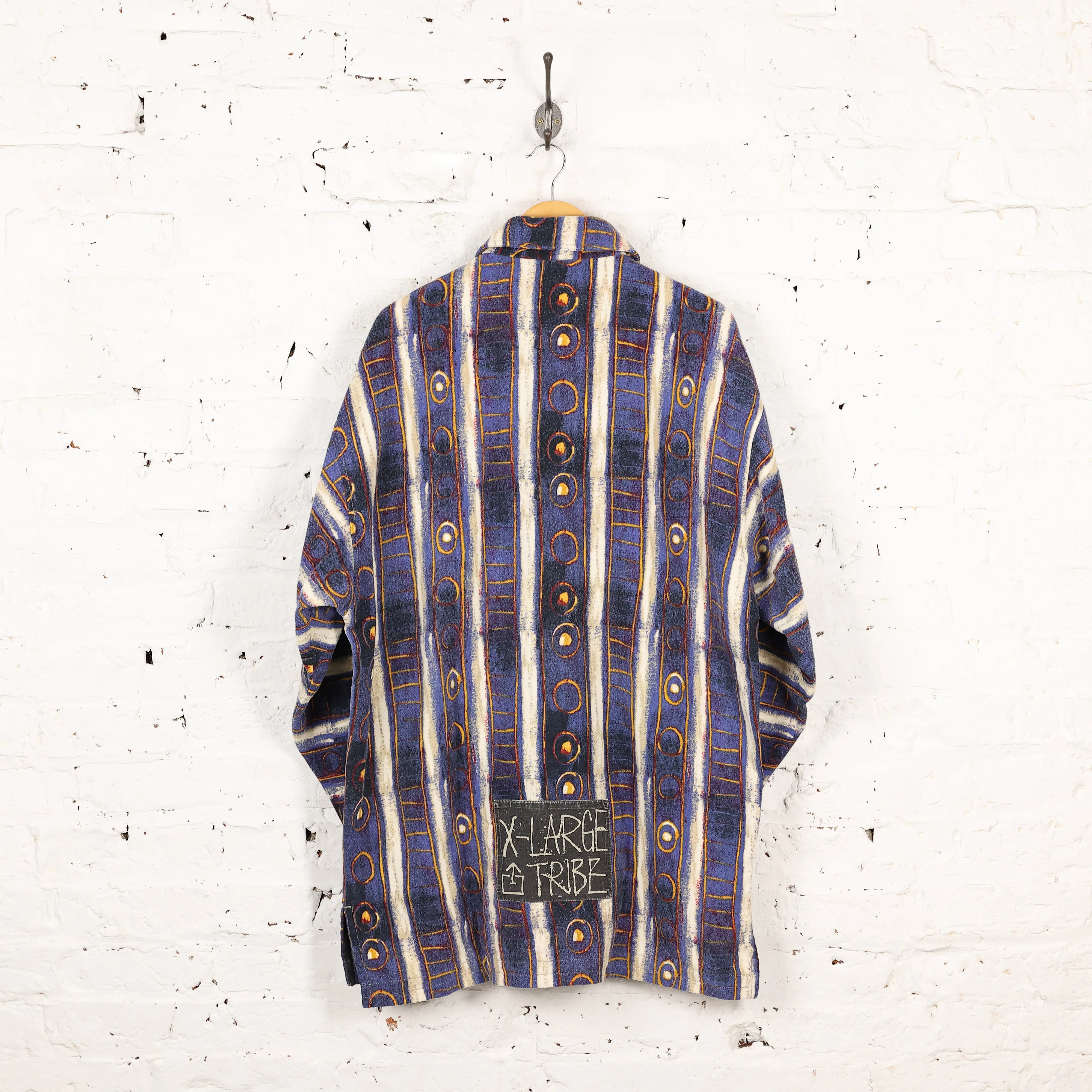Adidas XL Tribe 90s Pattern Shirt Jacket - Blue - M