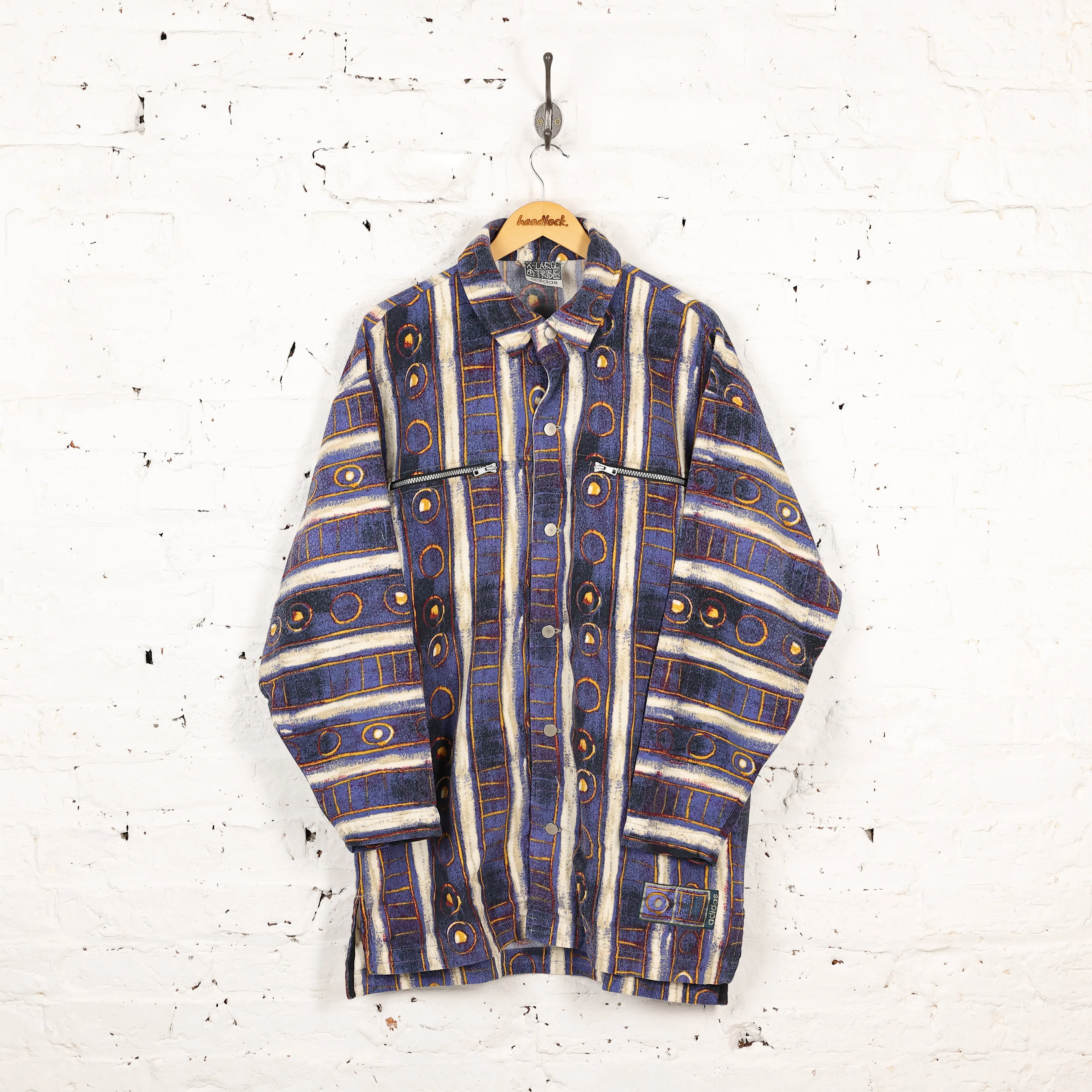 Adidas XL Tribe 90s Pattern Shirt Jacket - Blue - M