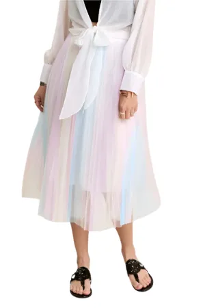 ADORA  Unicorn Pleated Mesh Flare Midi Skirt