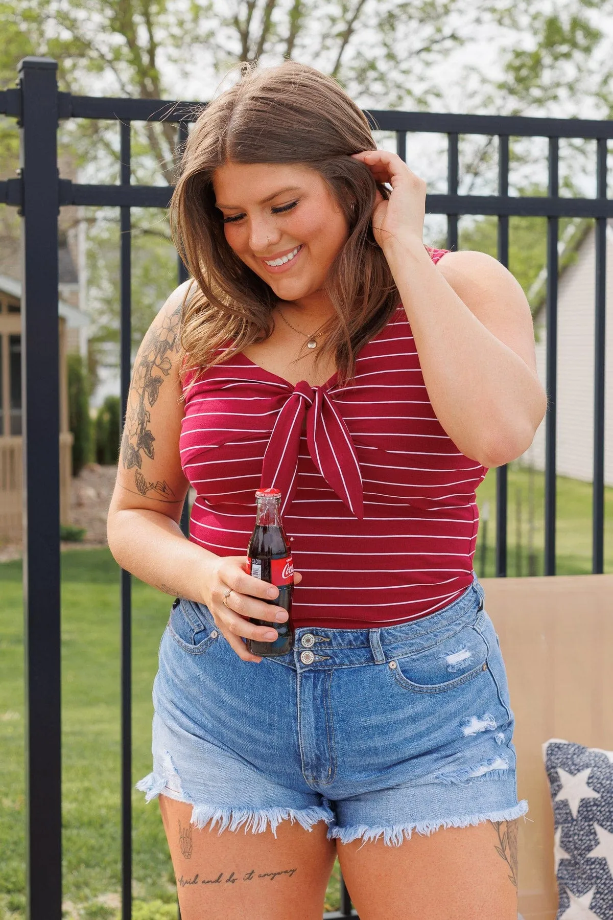All The Best Things Striped Bodysuit- Red