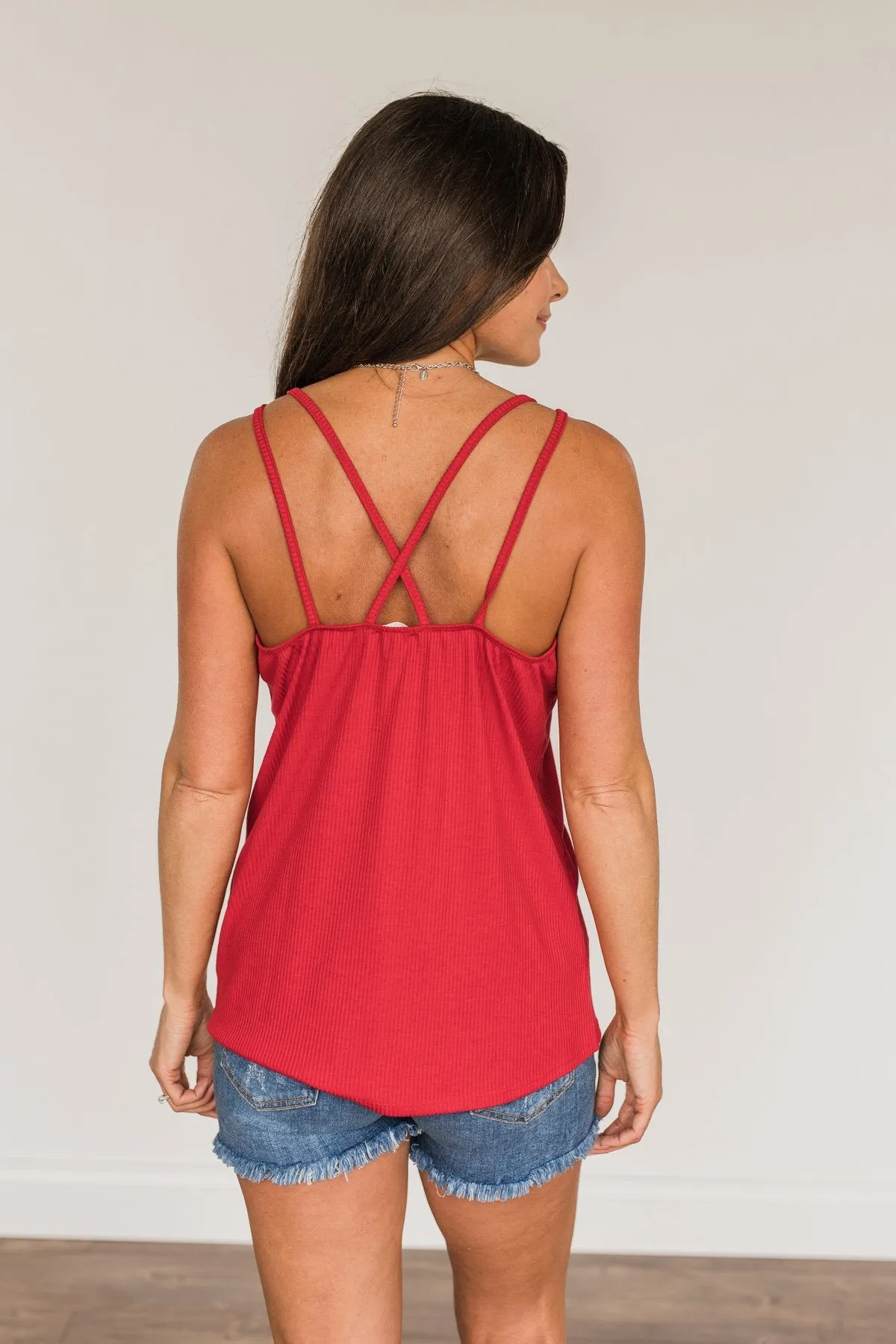 American Honey Knit Tank Top- Scarlet Red