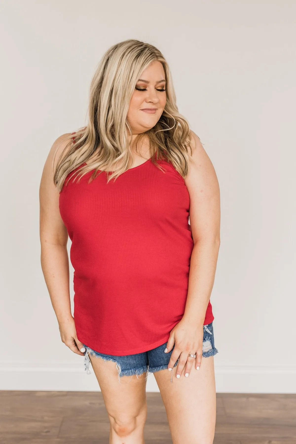 American Honey Knit Tank Top- Scarlet Red