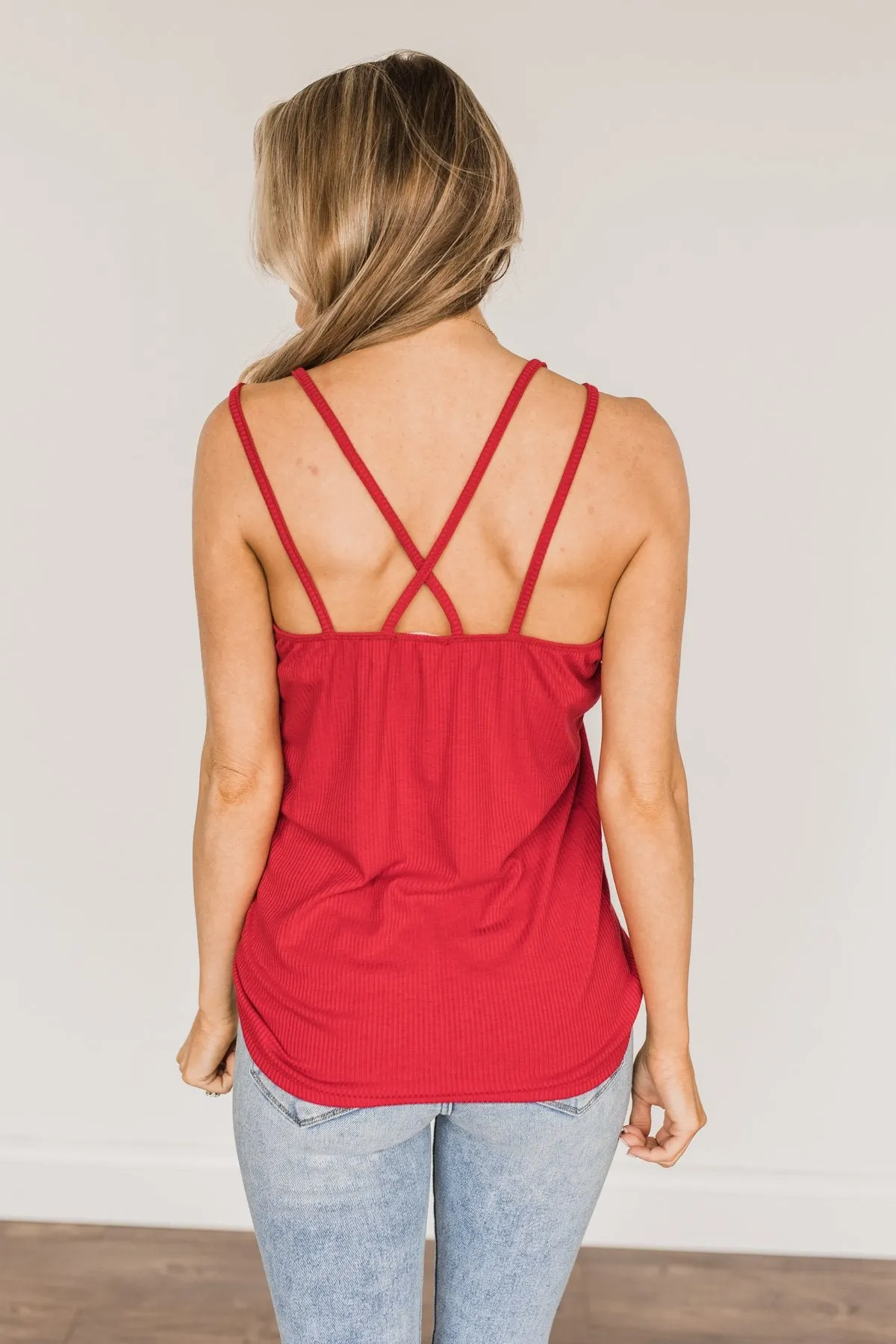 American Honey Knit Tank Top- Scarlet Red