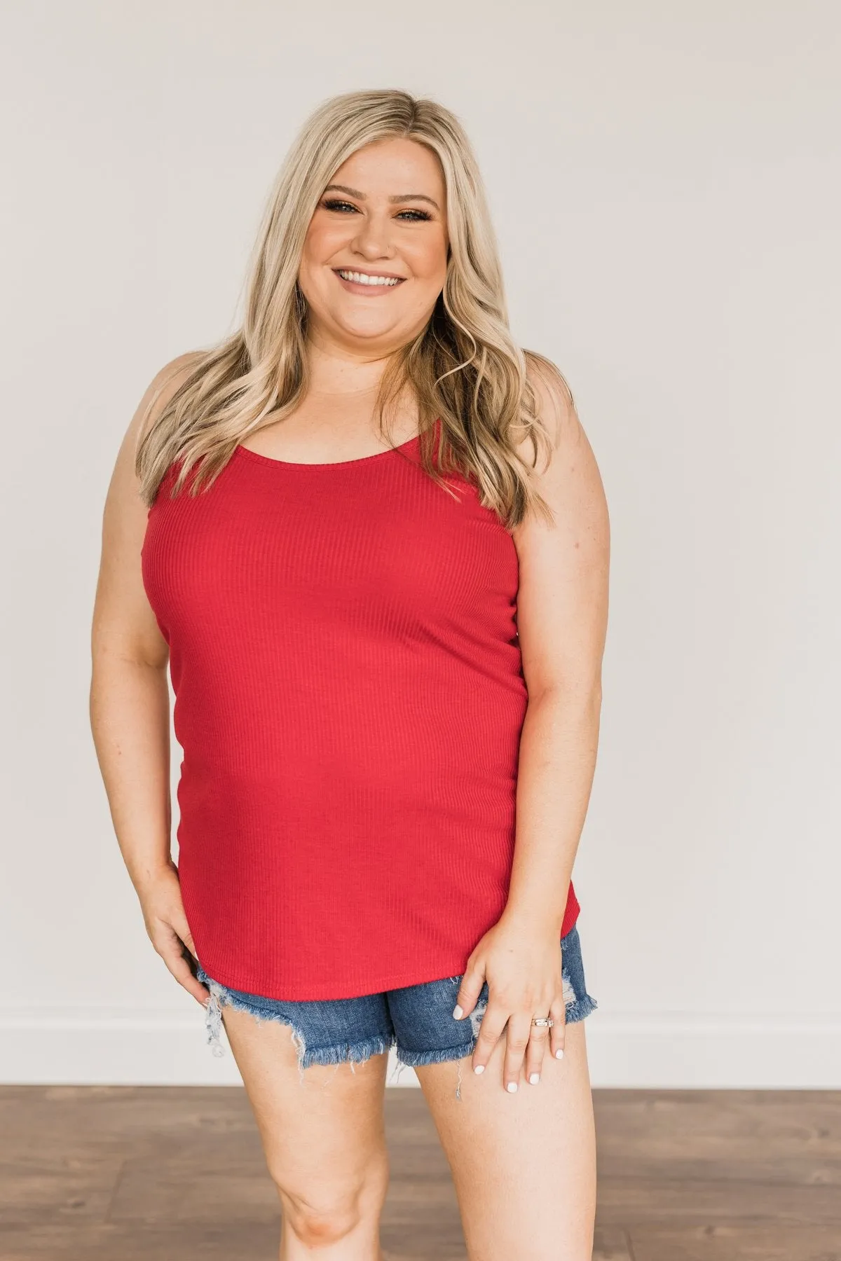 American Honey Knit Tank Top- Scarlet Red