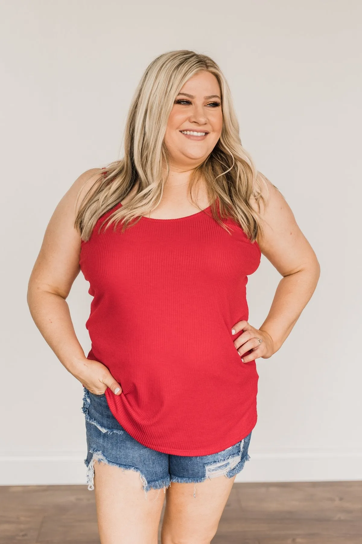American Honey Knit Tank Top- Scarlet Red