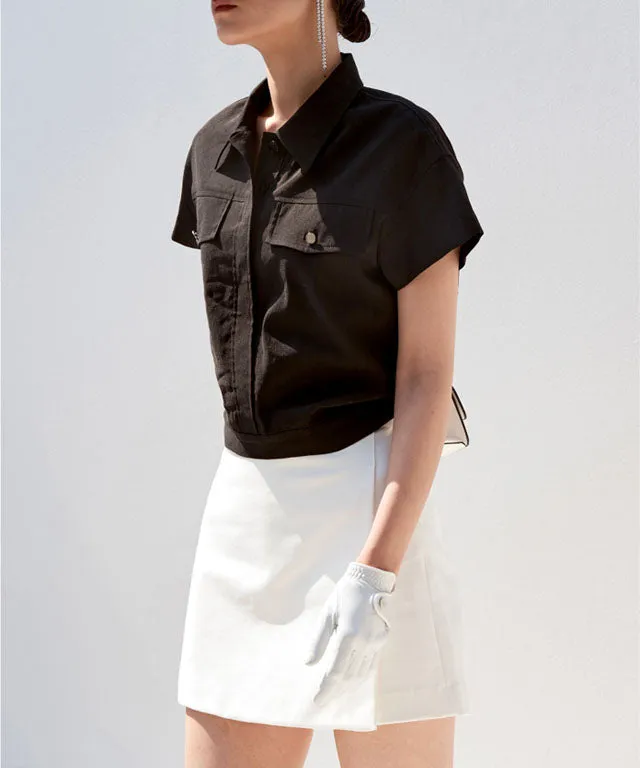 Anell Golf Cotton Wrap Skirt Pants - Black