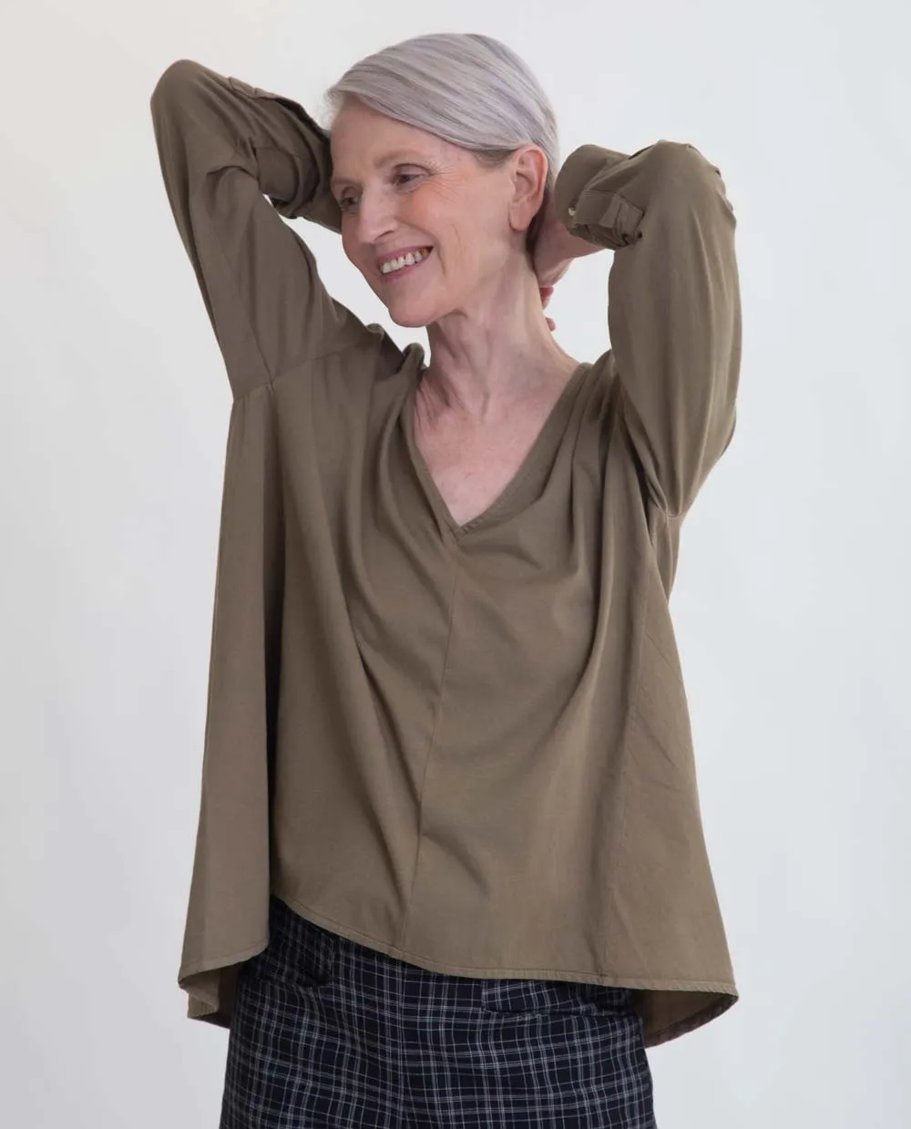 Aoife Organic Cotton Blouse in Lichen