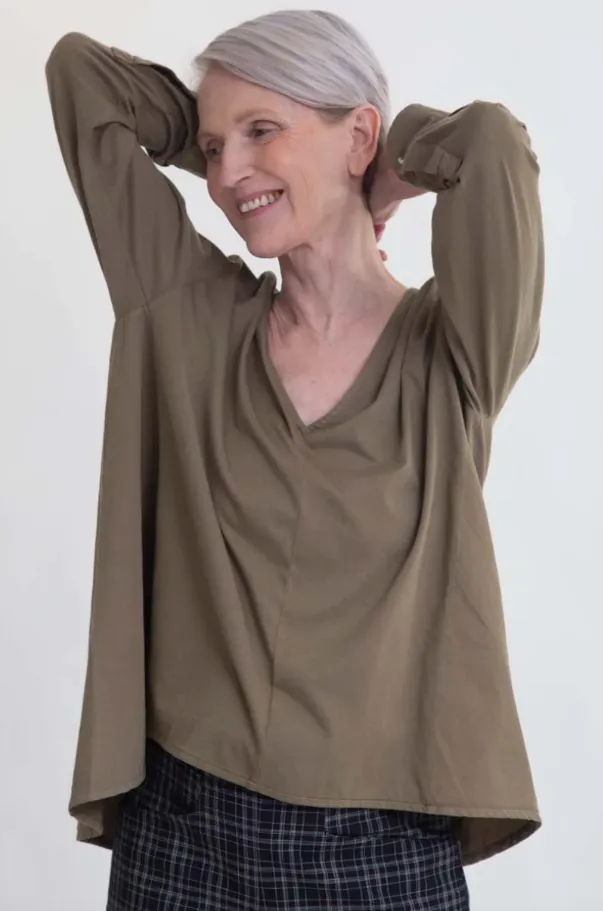 Aoife Organic Cotton Blouse in Lichen