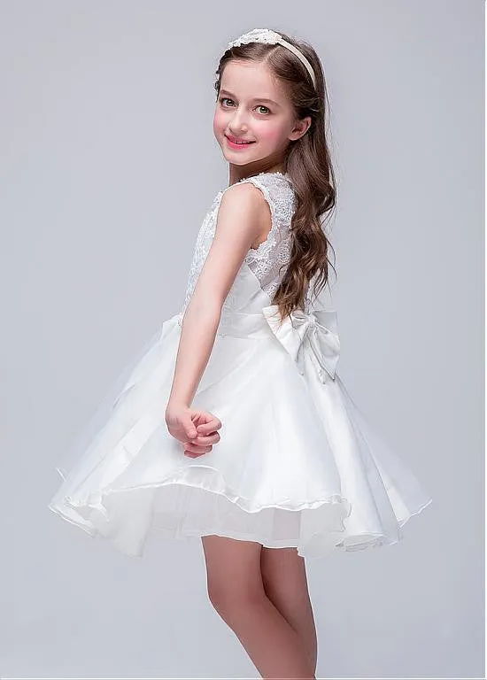 Attractive OrganzaFlower Girl Dresses With Bowknot