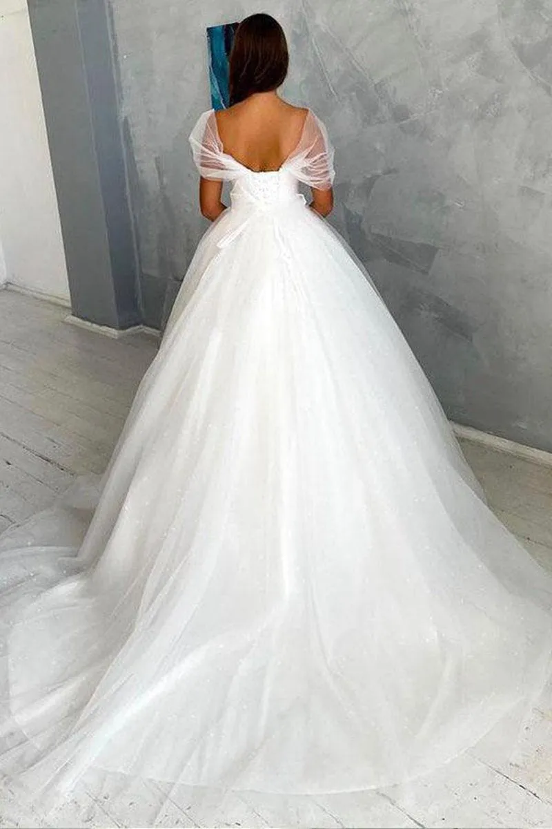 Ball Gown Off-the-shoulder Wedding Dresses Tulle Bridal Dresses