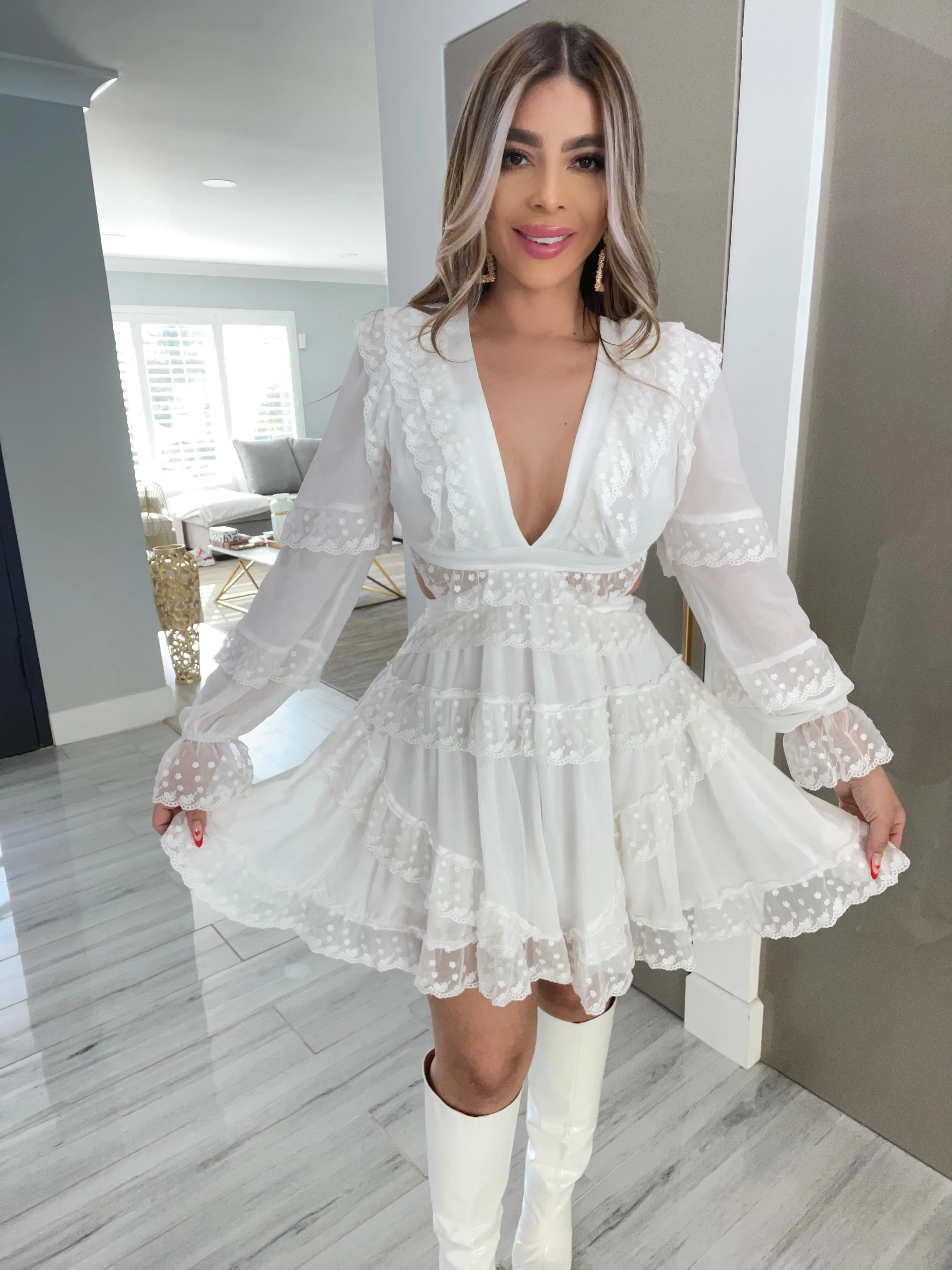 Barbara Mini Dress(White)