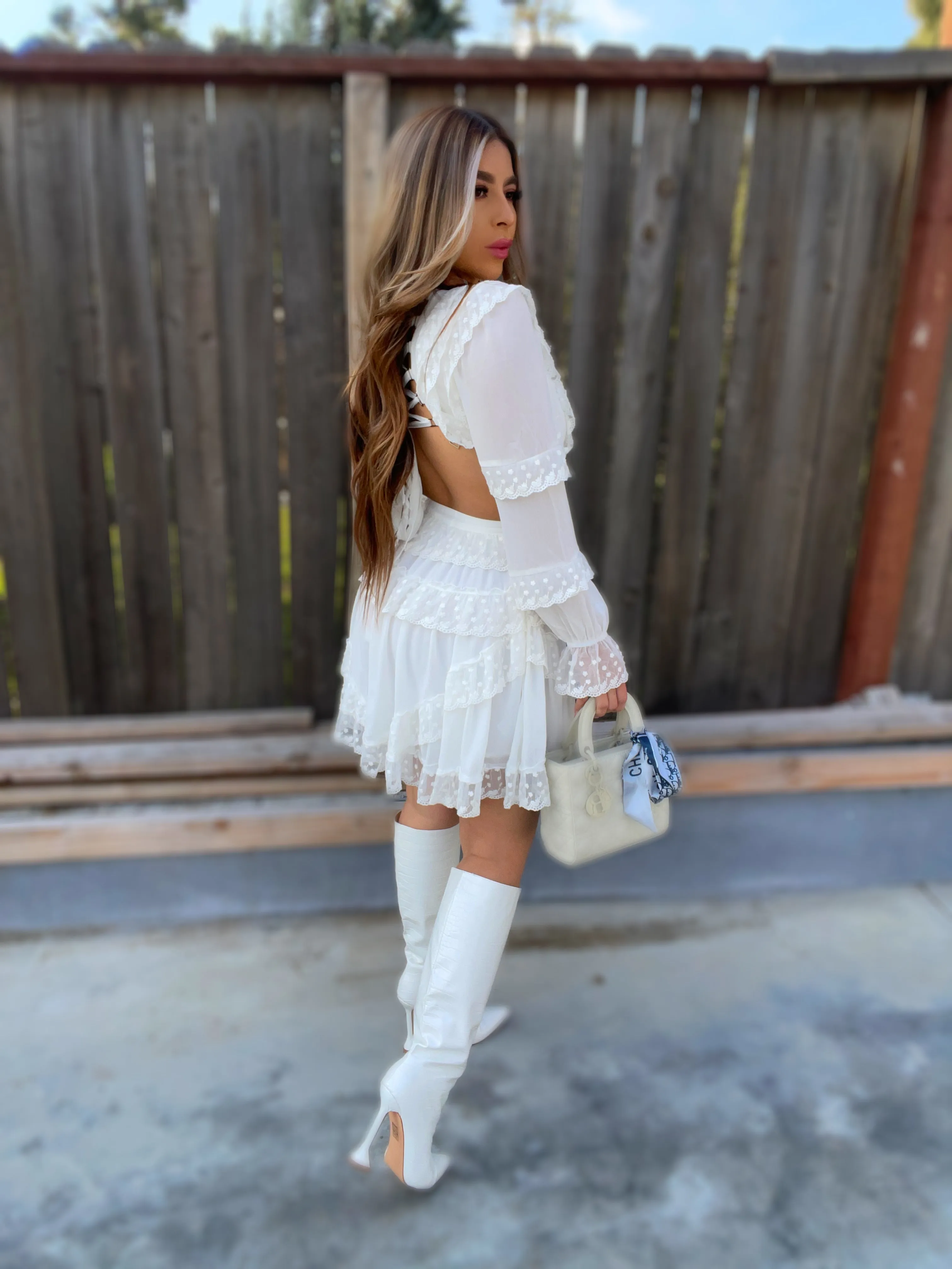 Barbara Mini Dress(White)