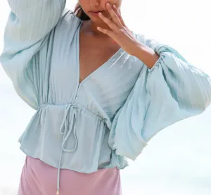 Batwing V Neck Pleat Top