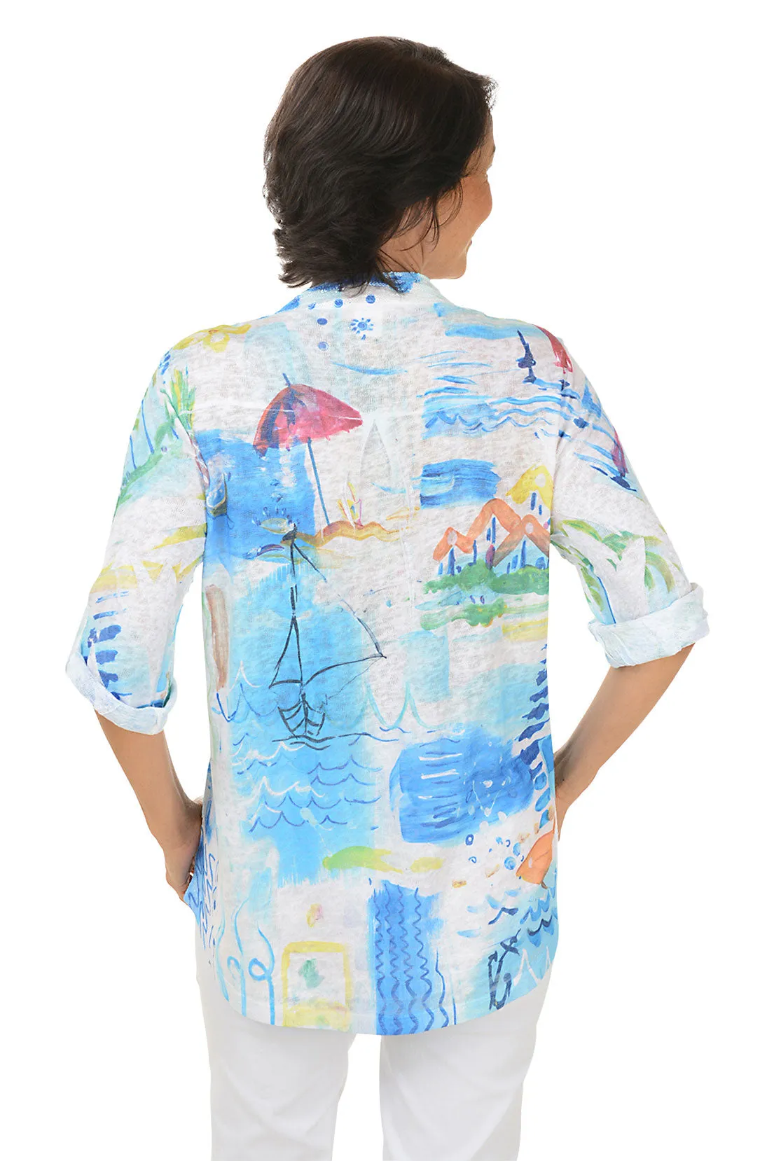 Beach Vacation Roll Sleeve Top