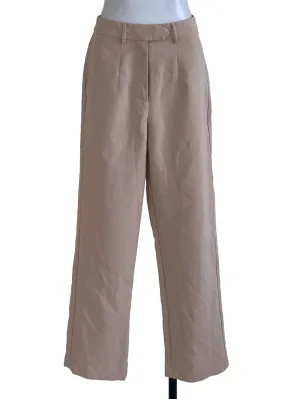 Beige Plain Straigh Cut Pants