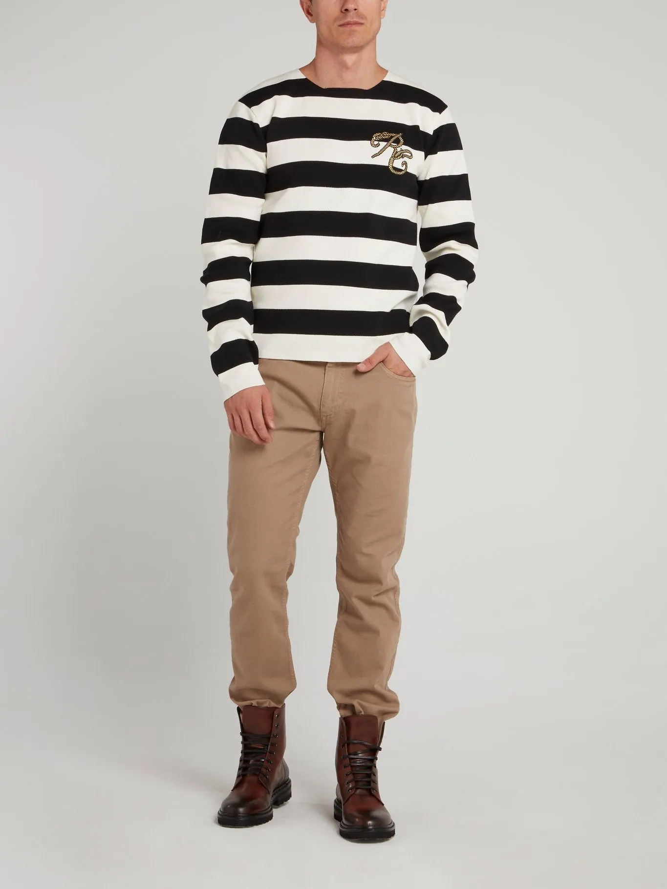Beige Straight Fit Pants
