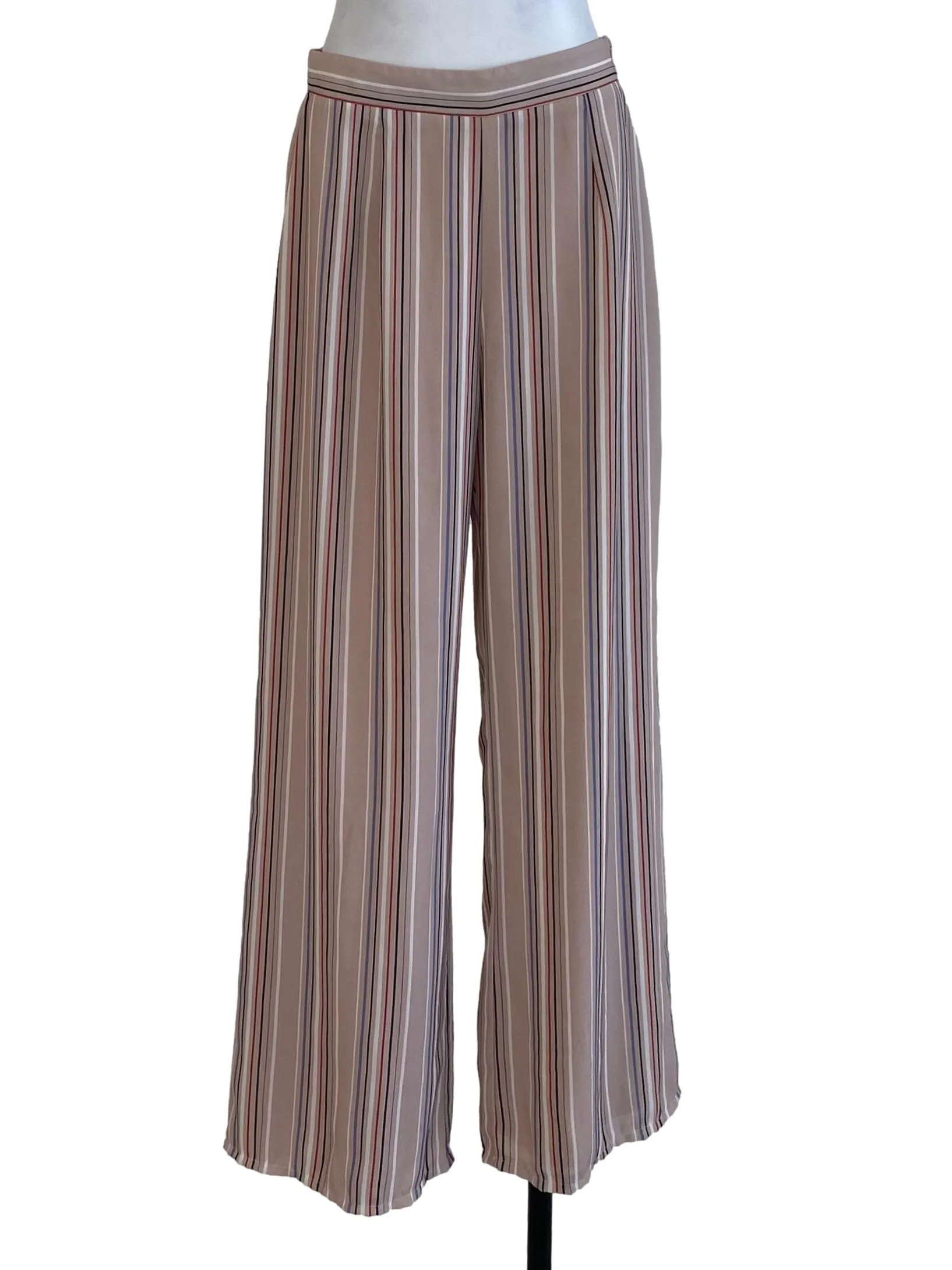 Beige Stripes Straight Cut Pants