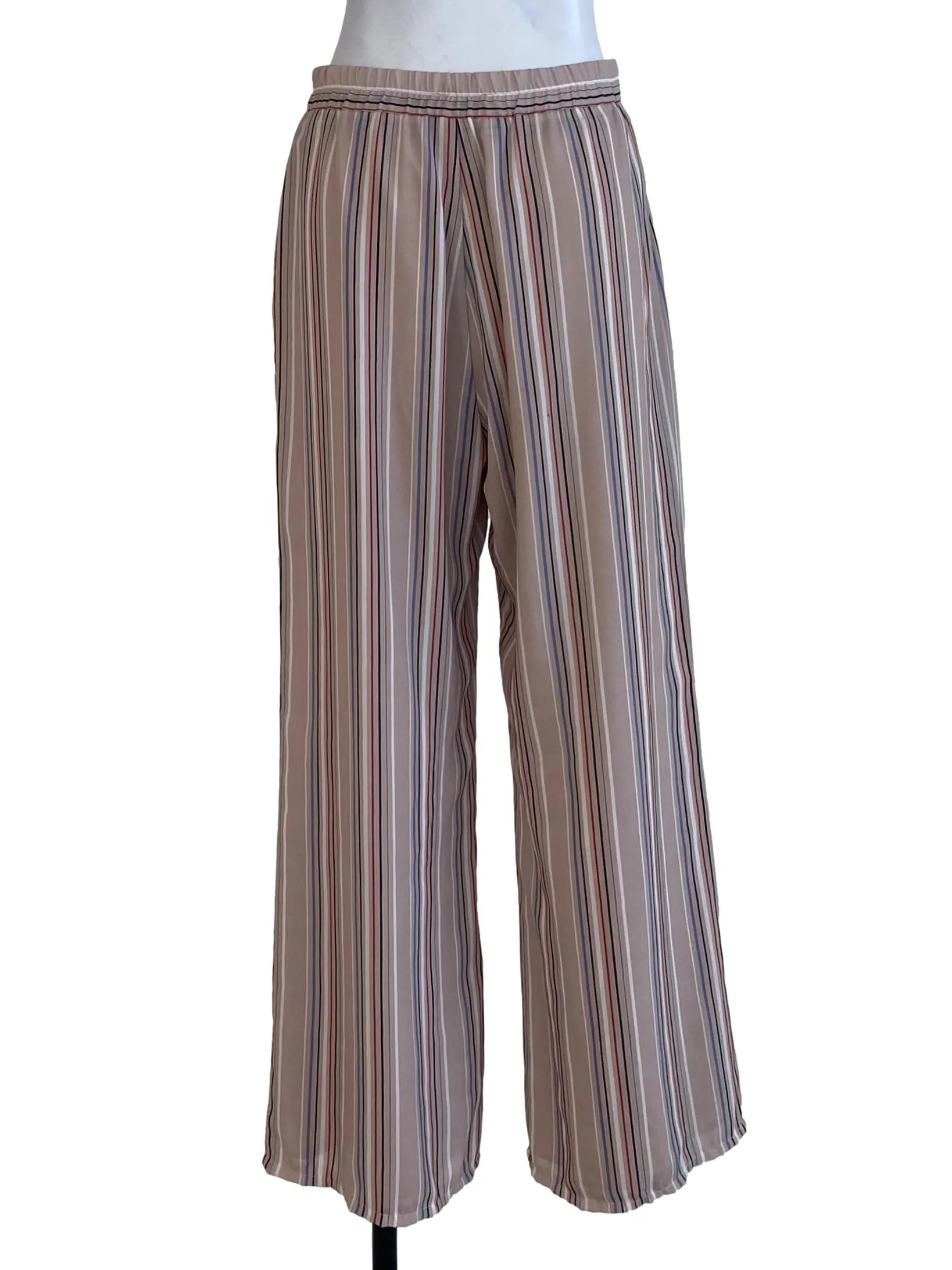 Beige Stripes Straight Cut Pants