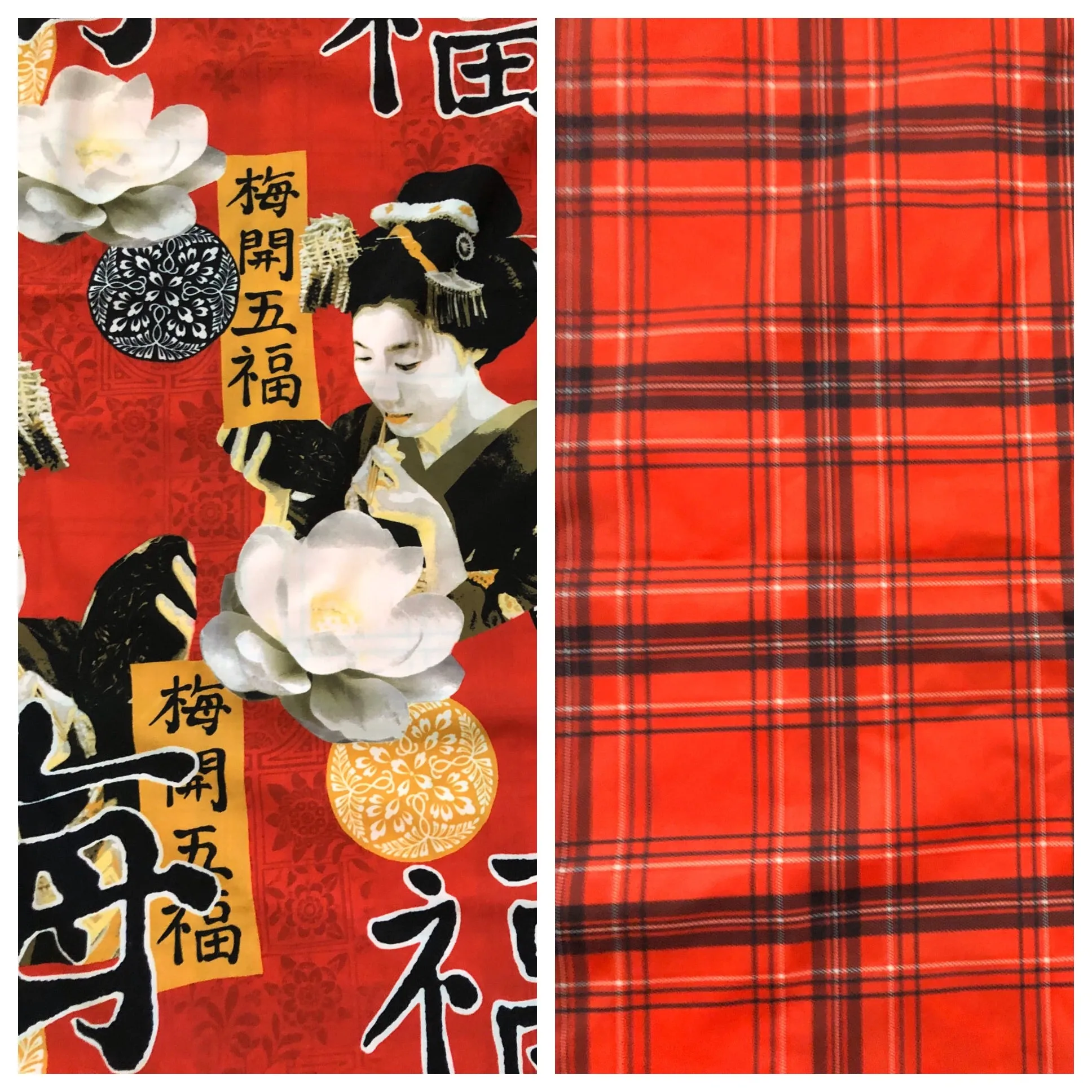 BELL BOTTOMS RED GEISHA/RED PLAID  (long length)