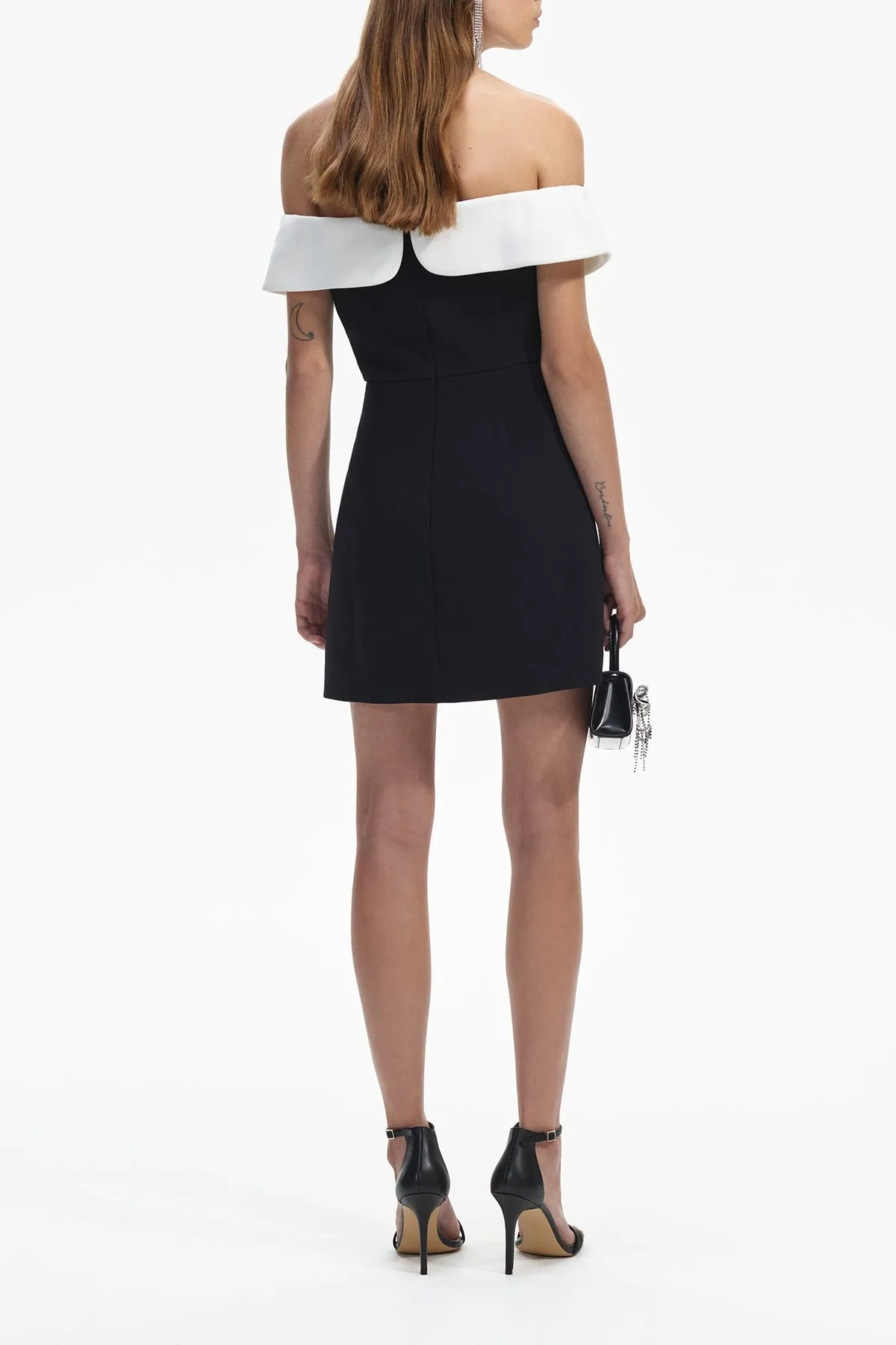 Black Crepe Bow Mini Dress
