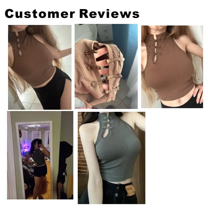 Black Neck Top Crop Top Halter Chinese Women Style
