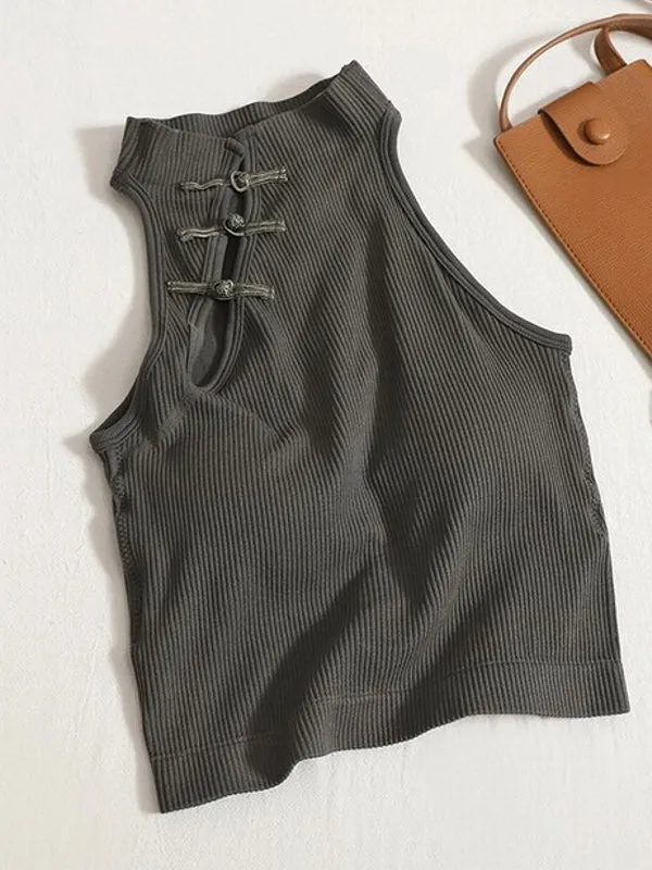 Black Neck Top Crop Top Halter Chinese Women Style
