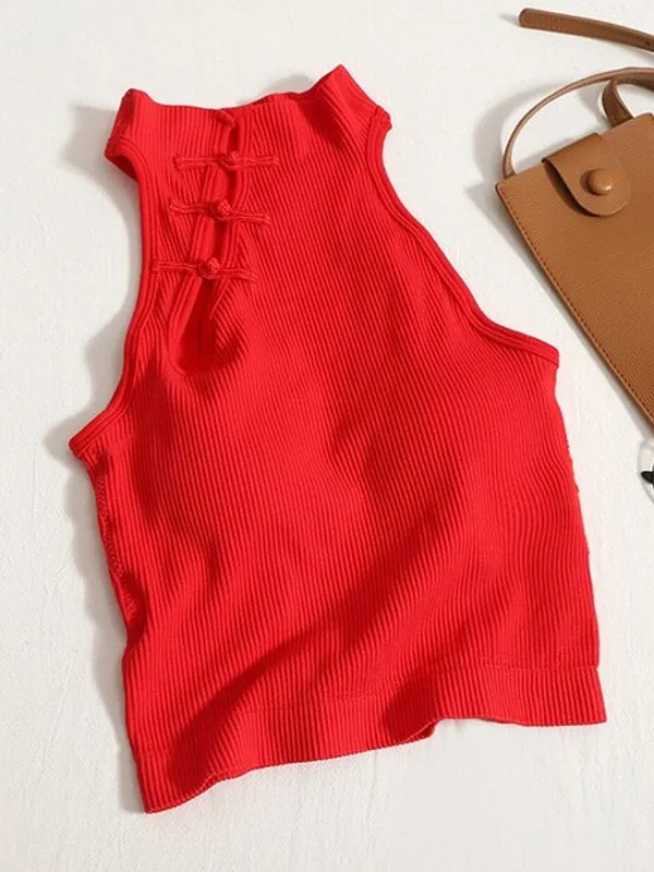 Black Neck Top Crop Top Halter Chinese Women Style