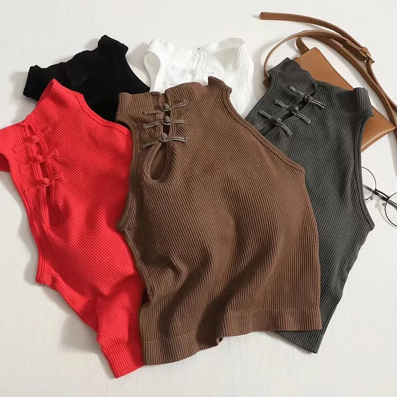 Black Neck Top Crop Top Halter Chinese Women Style