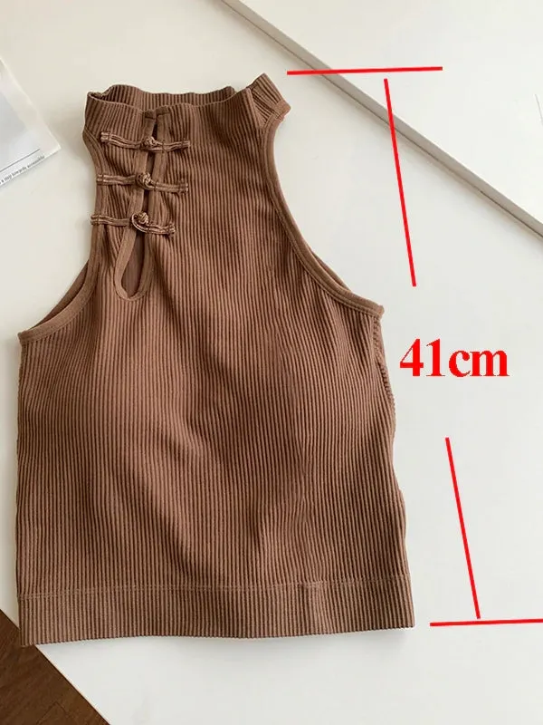 Black Neck Top Crop Top Halter Chinese Women Style