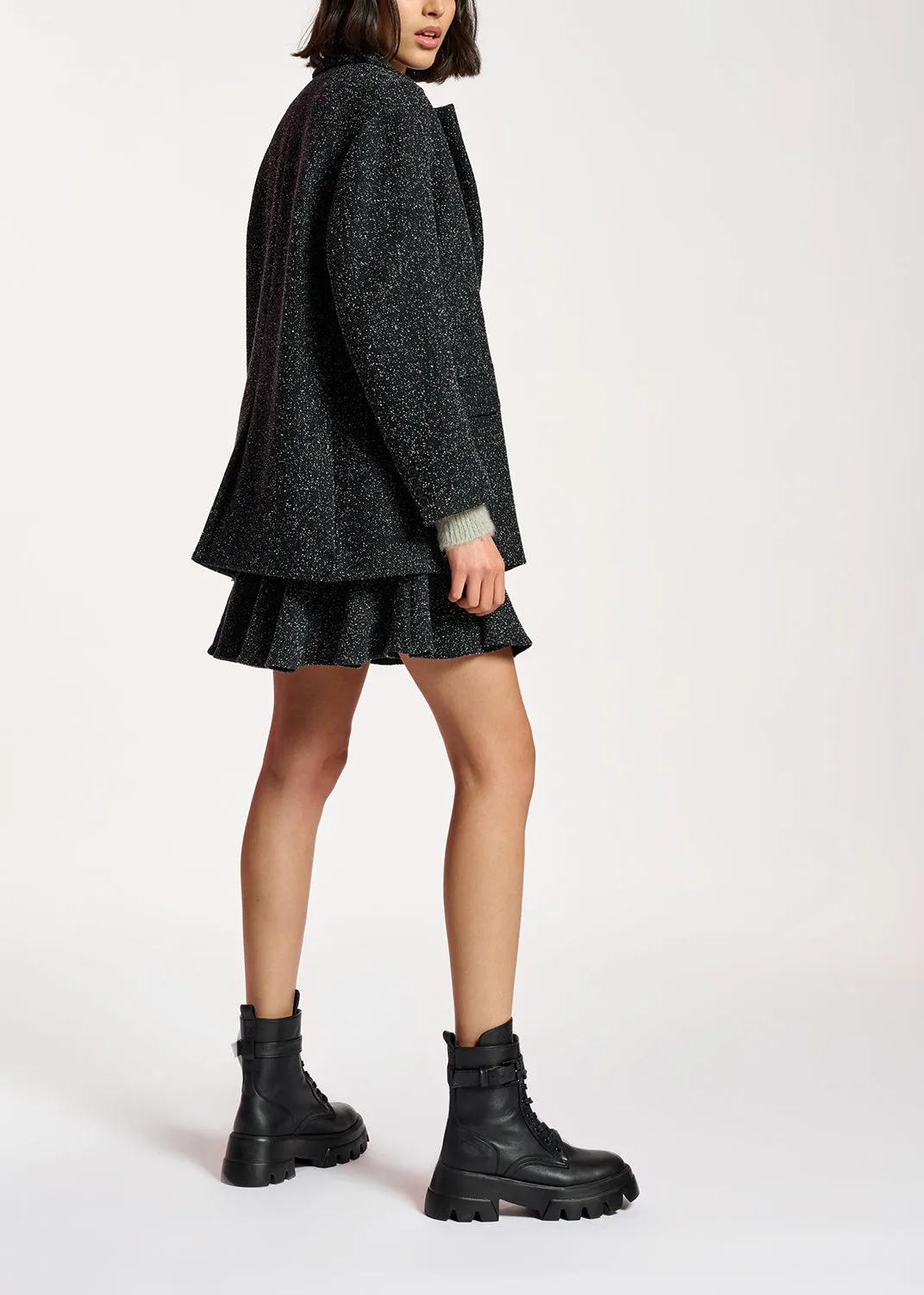 Black oversized bouclé blazer