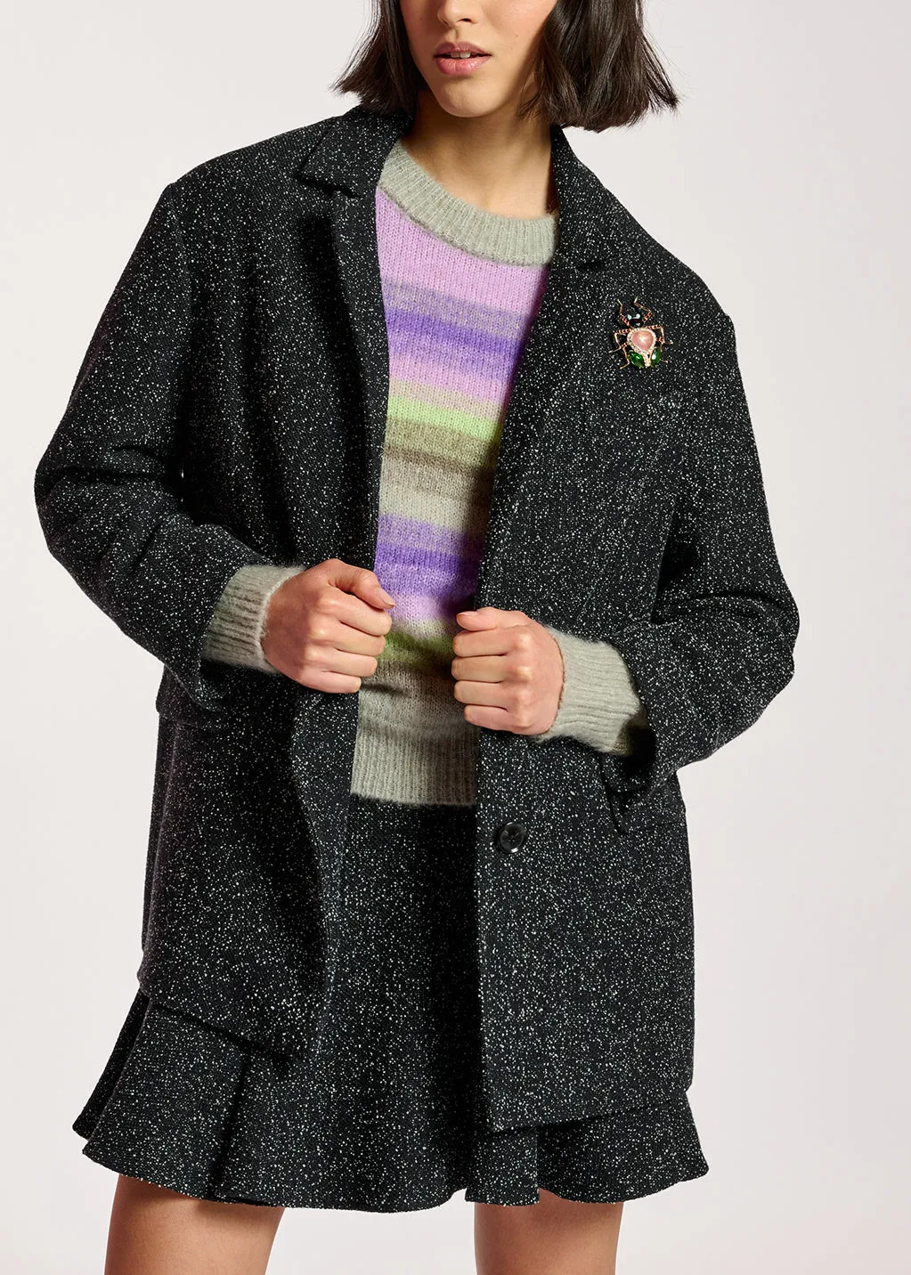 Black oversized bouclé blazer