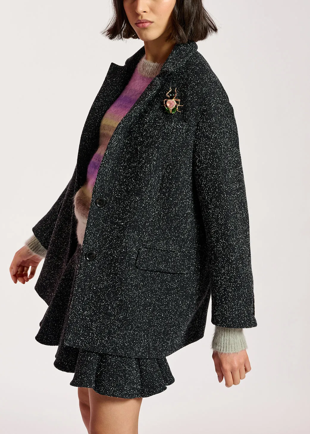 Black oversized bouclé blazer