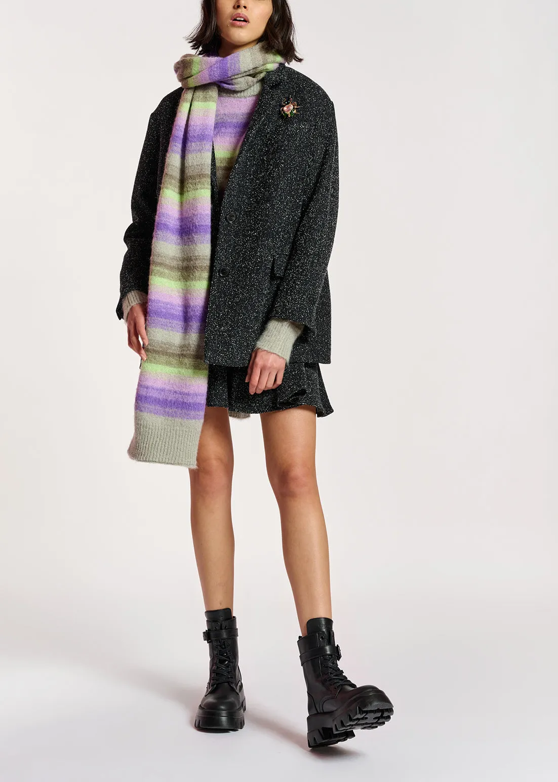 Black oversized bouclé blazer